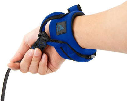 Gooby Neoprene Wrist Band Sport Leash - Blue, 6 FT - Comfortable Hands Free Leash with Elastic Band for Small, Medium and Large Dogs