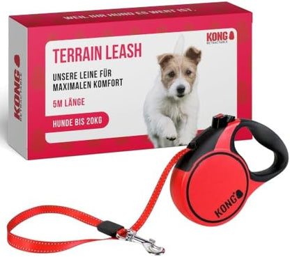 Alcott KONG Terrain Retractable Dog Leash, Small, Red, 16' Long by KONG