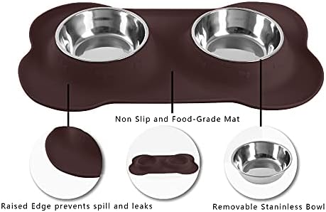Hubulk Pet Dog Bowls 2 Stainless Steel Dog Bowl with No Spill Non-Skid Silicone Mat + Pet Food Scoop Water and Food Feeder Bowls for Feeding Small Medium Large Dogs Cats Puppies (Medium, Chocolate) - Image 3