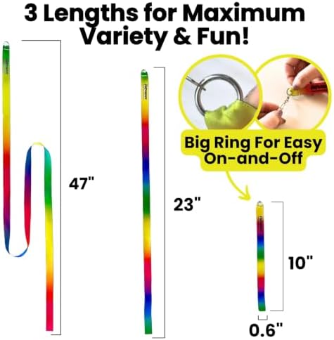 Cat Wand Refill Rainbow Ribbons 3-Pack, Cat Ribbon Toy, Cat Wand Attachments Rainbow Cat Toy, Official Ribbon Lure for interactive Forever Stick Cat Wand Toy, Kitten Ribbon Wand, Dancer Teaser Wand - Image 5