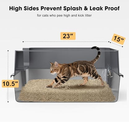 FURTIME Stainless Steel Cat Litter Box, Extra Large Cats Metal Litter Box - Image 3