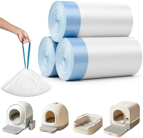 Automatic Litter Box Liners, Compatible with Warcat, Catlink, Neakasa & Tuya, 45 Count Extra Thick Drawstring Bags for Self Cleaning Litter Box, 20" x 18" by Unknown