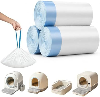 Automatic Litter Box Liners, Compatible with Warcat, Catlink, Neakasa & Tuya, 45 Count Extra Thick Drawstring Bags for Self Cleaning Litter Box, 20" x 18" by Unknown