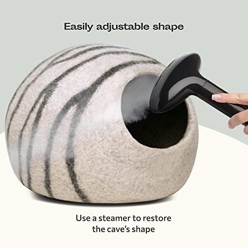 MEOWFIA Cat Cave - Merino Wool Bed for Indoor Cats (Light Gray, Medium) - Image 6