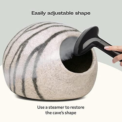 MEOWFIA Cat Cave - Merino Wool Bed for Indoor Cats (Light Gray, Medium) - Image 6