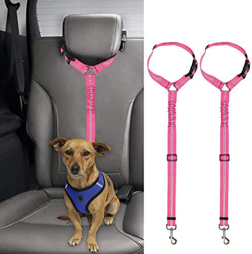 BWOGUE 2 Pack Dog Seat Belt for Car, Headrest Restraint Bungee Leads by BWOGUEPetHome