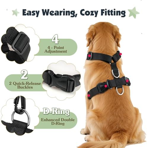 Pawaboo Dog Seat Belt Harness for Car, Seatbelt Harness with 2 in 1 Buckle - Image 5