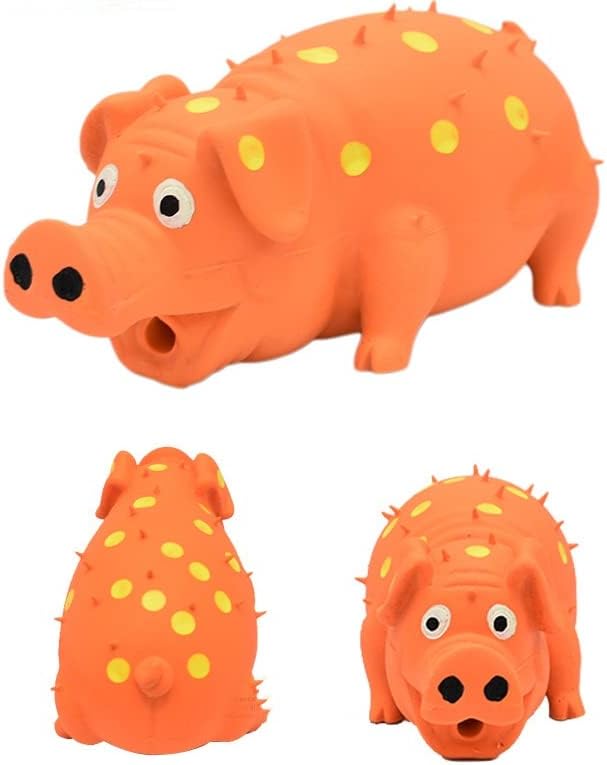 Squeaky Pig Dog Toys, 2 Pack Grunting Pig Dog Toy That Oinks Grunts for Small Medium Large Dogs, Grunting Pig Sound Play Dog Toy(Green,Orange)