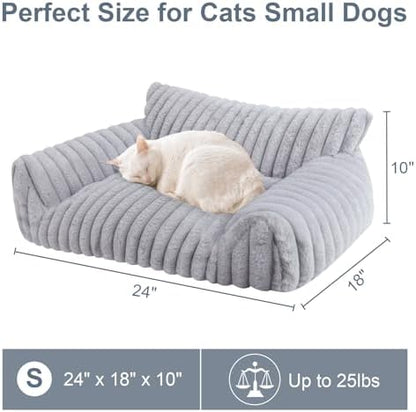 Cute Cat Couch Bed for Indoor Cats, Dog Beds for Small Dogs Couch, S, Grey - Image 5