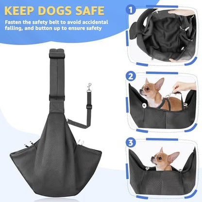 SlowTon Dog Carrier Sling - Thick Padded Shoulder Strap Adjustable, DGY S - Image 4