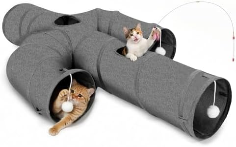 Ownpets Cactus Cat Tunnel 10" with Peek Holes for Indoor Large Cat, Grey by Ownpets