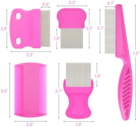 Flea Comb for Cats Dogs, 6 Pack Pet Lice Comb Set Pet Grooming Pets for Small, Medium & Large Pets（Pink） - Image 6