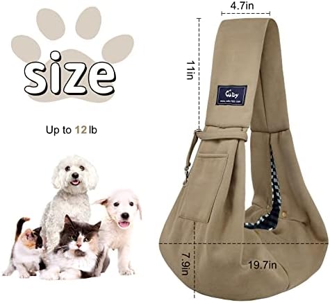 CUBY Dog and Cat Sling Carrier - Hands Free Reversible Pet Papoose Bag - Soft Pouch and Tote Design - Suitable for Puppy, Small Dogs Cats Outdoor Travel(Khaki, Unadjustable Strap) - Image 5