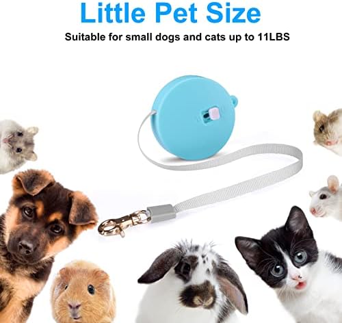 Retractable Dog Leash for Small Dogs Cats up to 11lbs with 6.5ft Anti-Pull Strong Nylon Tape, Hands Free, Mini and Portable Walking Leash with Wrist Strap, One-Hand Brake, Blue Round - Image 4