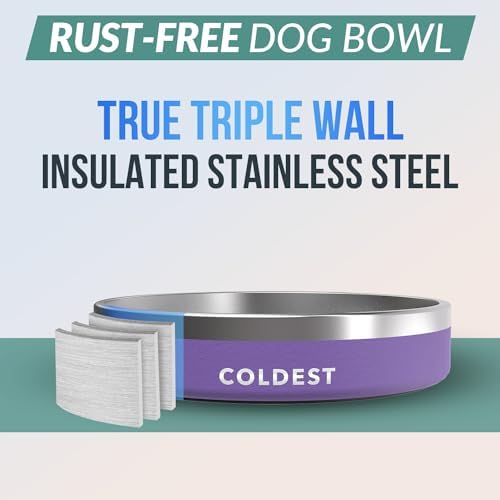 Coldest Dog Bowl - Anti Rust Metal, Non Slip, 3 Layers Insulated Stainless Steel Dog Bowls - Spill Proof & Heavy Duty - Water Bowl for Dogs, Cats & Pets, Dish Washer Safe (21 oz, Galaxy Purple) - Image 3