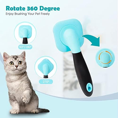 Slicker Brush, Dog Brush Gently Cleaning Pin Brush For Shedding Dog Hair Brush For Small Dogs Puppy Yorkie Poodle Rabbits Cats One Size Blue - Image 5