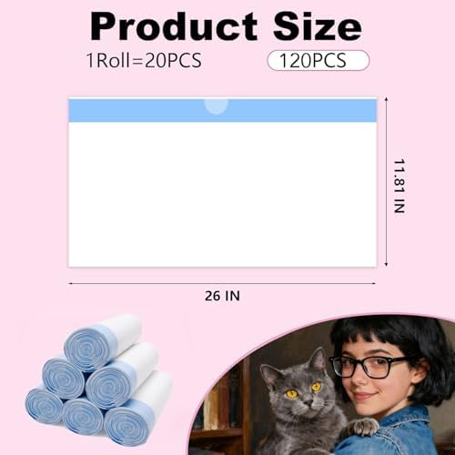 120-Pack Cat Liner Replacement Bags, Heavy-Duty Drawstring Litter Box Liners Compatible with Fsitego & Fumoi Self-Cleaning Litter Boxes(26" x 11.8") (Pack of 6) - Image 2