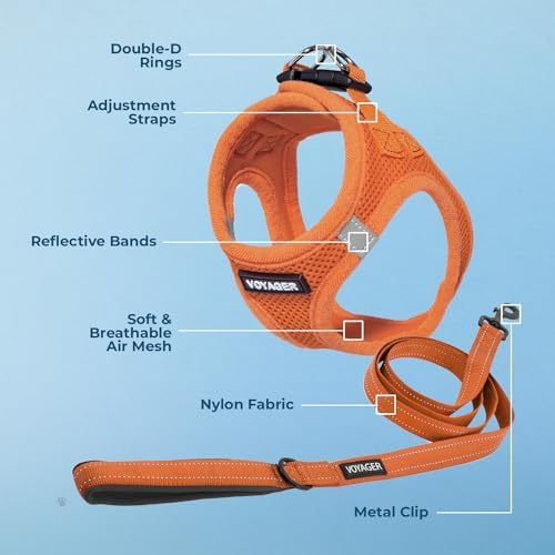 Best Pet Supplies Voyager Step-in Air All Weather Mesh Harness and Reflective Dog 5ft Leash Combo with Neoprene Handle, for Small, Medium and Large Breed Puppies - Orange, X-Small - Image 3