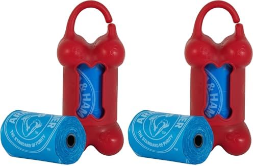 Arm & Hammer Dog Bone Shape Poop Bag Dispenser With 30 Count Dog Poop Bags With Activated Baking Soda; 9 x 14 Inches; Assorted Colors (Pack of 2) by ARMHAMMER