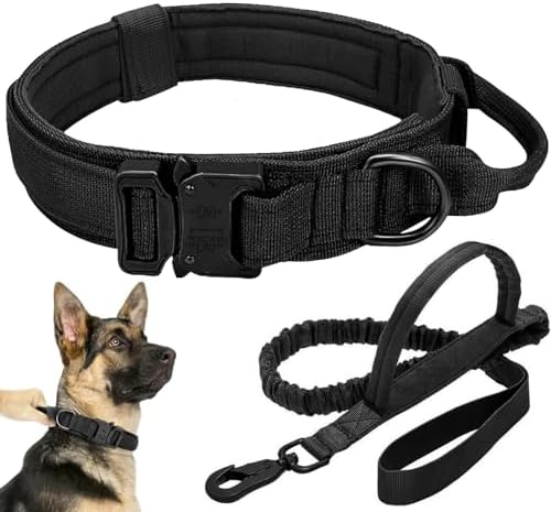 Tactical Dog Collar Leash Set,Dog Collar with Controll Handle for Large Dog by ANTSWISH