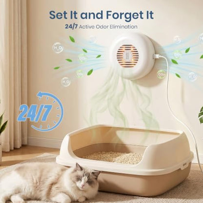 Cat Litter Deodorizer, Plug In Pet Odor Eliminator for Litter Box, Ozone-Free Photocatalytic Deodorizer with Active Smell Intake, Quiet for Small Spaces(1 Pack) - Image 6