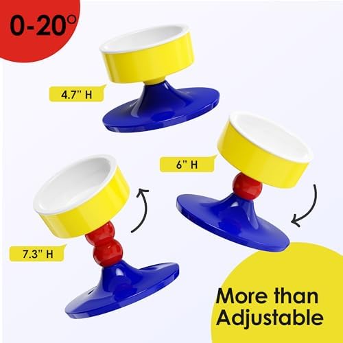 Ceramic Elevated Raised Cat Bowls,Cat Food Dish with Stand, 3 Height Adjustable Raised Dog Bowl Stand for Small Dogs Cats, Adjusts to 4.69", 5.98", 7.28" (Red & Blue) - Image 4