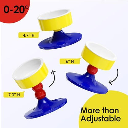 Ceramic Elevated Raised Cat Bowls,Cat Food Dish with Stand, 3 Height Adjustable Raised Dog Bowl Stand for Small Dogs Cats, Adjusts to 4.69", 5.98", 7.28" (Red & Blue) - Image 4