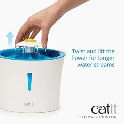 Catit LED Flower Fountain with Triple Action Filter, 3 L, Blue - Image 4