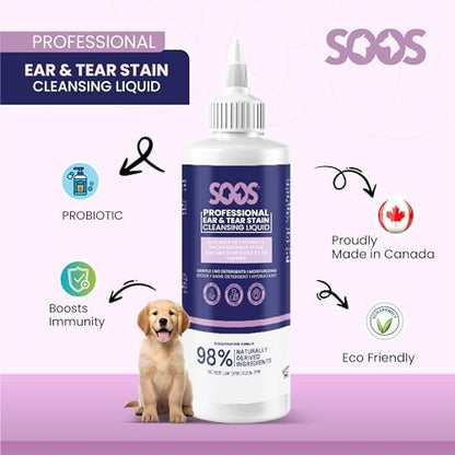 SOOS Pet Natural Ear and Eye Stain Cleansing Liquid for Dog & Cat - Cleaning Your Pets Ears and Eyes - 120ml - Image 6