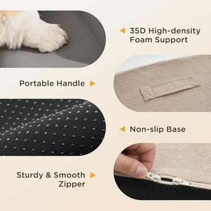 Joydeco Dog Stairs for Bed 17.1" H, 3-Step Pet Steps for Small Dogs and Cats, Dog Steps for High Bed, Non-Slip Balanced Ramp Indoor Pet Stairs, Beige - Image 3