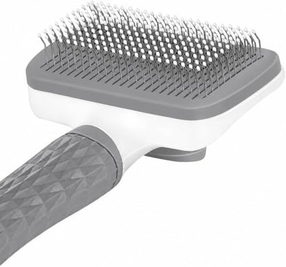 Generic Pet Grooming Brush, Gray - Self Cleaning Dematting Comb for Cats and Dogs, Bristles with Massage Particles, Ergonomic Handle Design, Easy to Use, for Long or Short Hair Breeds, Stainless Steel - Image 2