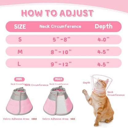 Cat Cone Collar Soft to Stop Licking, Adjustable, Foldable Lightweight Kitten Cones After Surgery Recovery for Cats & Kittens, Cat Cone Alternative, Easy Eating (Solid Pink, S) - Image 4
