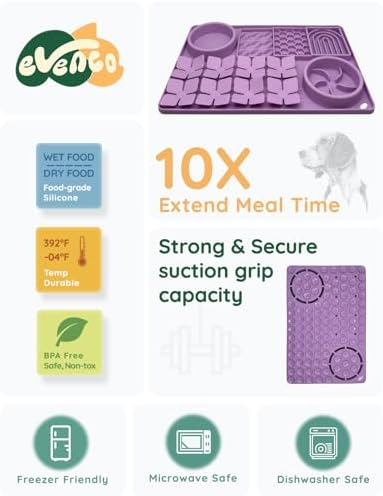 Slow Feeder Bowl, Silicone Lick Mat with Suction Cups for Dog Cat, Snuffle Mat for Pet Smell Training, Puzzle Toys for Bored Puppy, Interactive Sniff Mat for Slow Eating and Keep Busy, Purple - Image 4