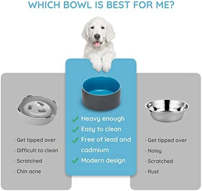 SPUNKYJUNKY 28.7OZ Ceramic Dog and Cat Bowl, Modern Cute Weighted Food Water Bowl for Replace Blue-Grey (1 Pack) - Image 4