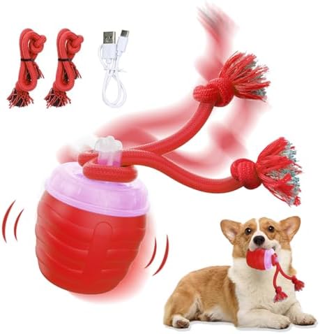 Interactive Dog Toy, [Newly Upgraded] Motion Activated Rolling Ball for Small Dogs, Automatic Moving Dogs Ball for Boredom, USB Rechargeable(Red) by Huimpet