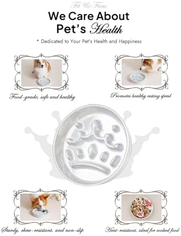 LE TAUCI Dog Bowls Slow Feeder Ceramic, 1.5 Cup Slow Feeding Bowl for Small and Medium Breed, Puzzle Dog Food Bowl for Fast Eater, Crown Silver - Image 3