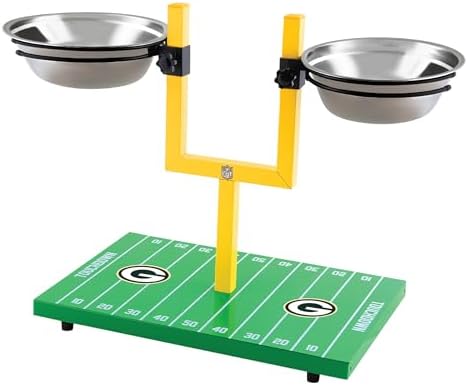 NFL Green Bay Packers Goalpost Football Field Dog Feeder – Adjustable Elevated Dog Bowls with Stand, 2 Stainless Steel Bowls, Non-Slip Rubber Feet, Raised Pet Feeder for Large & Small Dogs, Cats. - Image 4
