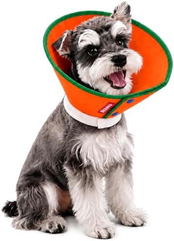 Soft Dog Cone Collar for Dogs & Cats, Adjustable Elizabethan Recovery Collar, Lightweight EPE Material, Post-Surgery Wound Protection (Orange, L) by Mabawa
