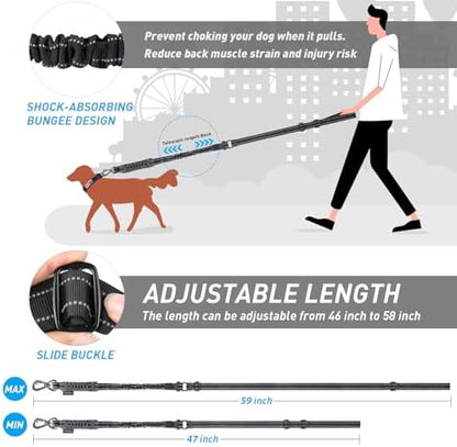 Hotsky Tactical Bungee No Pull Strong Dog Leash,Reflective Black,4-6FT - Image 6