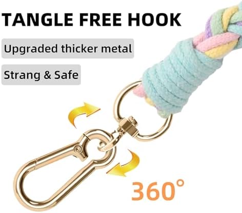 5FT Braided Cotton Rope Leash for Small, Medium and Large Dogs, Rainbow Color - Image 6