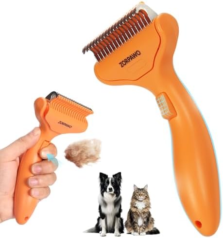 Undercoat Rake & Self-Cleaning Deshedding Brush, Orange by Unknown