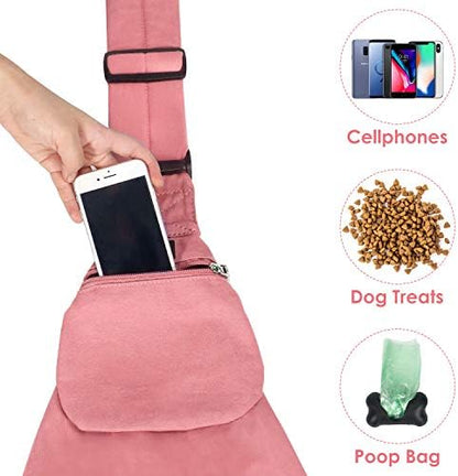 SlowTon Dog Carrier Sling - Thick Padded Shoulder Strap Adjustable, Peach M - Image 4