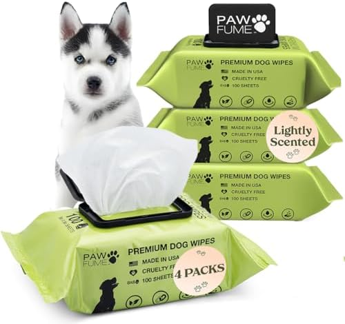 PAWFUME Dog Wipes, Unscented Pet Wipes, 4 Pack by Pawfume