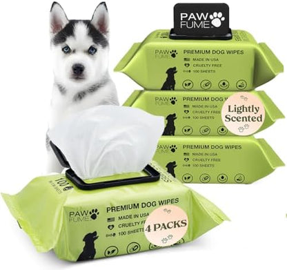 PAWFUME Dog Wipes, Unscented Pet Wipes, 4 Pack by Pawfume