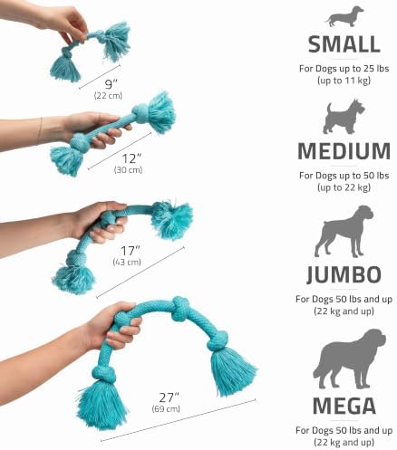 Playology Tug Rope Dog Toys for Medium Dogs - Medium, Peanut Butter Scent - Image 5