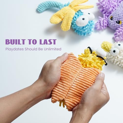 Nocciola 5 Packs Squeaky Dog Toy Plushies, Cute Soft Squeak Crinkle Plush Stuffed Durable Pet Animal Chew Puppy Toys for Small Meidum Large Breed - Image 5