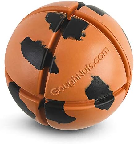 Goughnuts – Virtually Indestructible Ball - Guaranteed Dog Chew Toys for Aggressive Chewers Like Pit Bulls, German Shepherds, and Labs from 30-70 Pounds - Tough and Durable Natural Rubber - Orange by Goughnuts