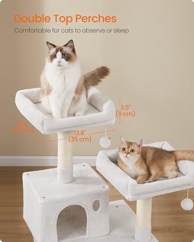Feandrea Cat Tree, 55.8-Inch Tall Cat Tower Condo Indoor, Light Warm White - Image 4
