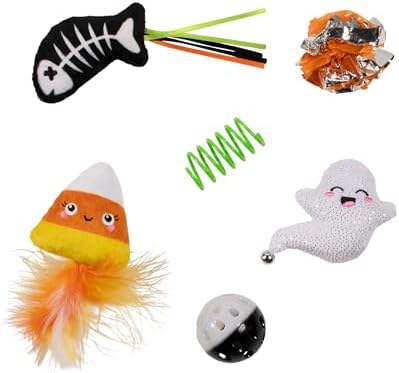 Fringe Studio Pet Toy, Sweet Treats, Spooky FEATS 6 PCS Multipack Cat Toy Set, PetShop Collection (610028) by FringeStudio