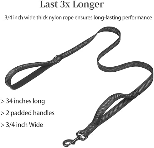 iYoShop Double Dog Leash with 3 Extra Traffic Handles, 5-18 lbs, Black - Image 2